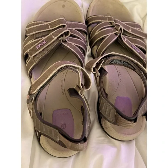 Teva Tirra Taupe Brown & Purple Sandals 8.5 Tan - Picture 5 of 6